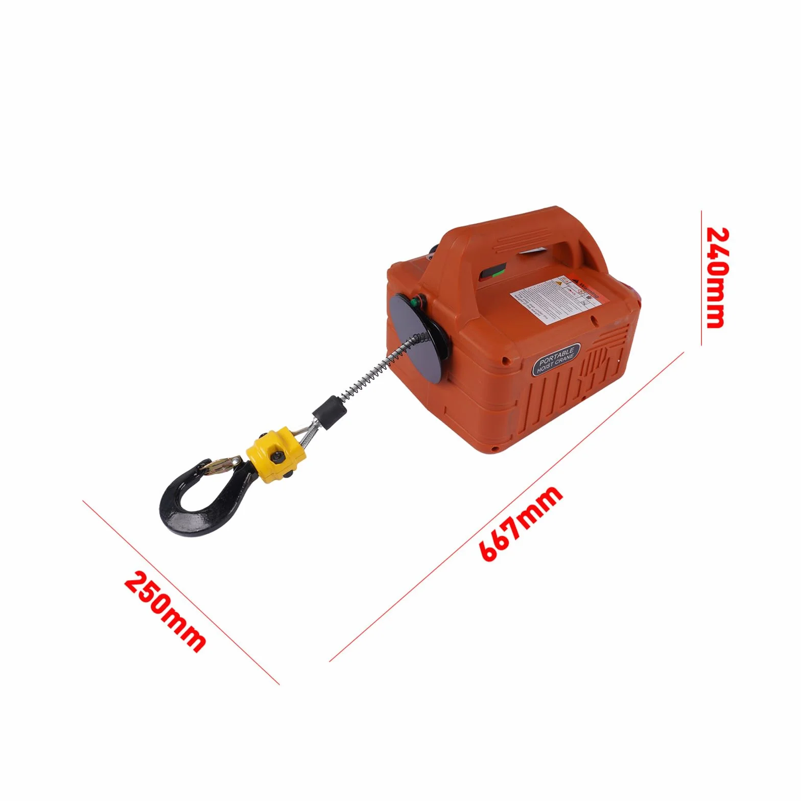 Elektryczna wciągarka linowa 500 kg, przenośna, 1500 W, z bezprzewodowym pilotem zdalnego sterowania, maksymalna wysokość podnoszenia 7,6 m, 5 m/min, 230 V (pomarańczowa + czarna) Hopzty