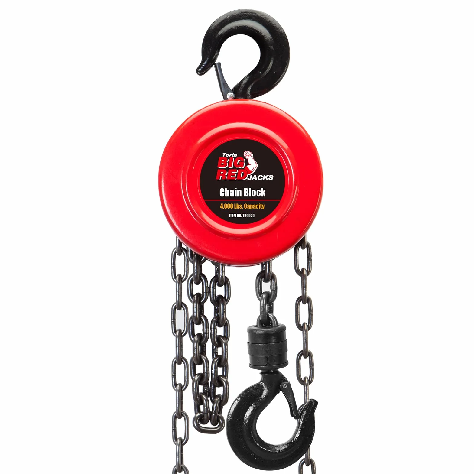 BIG RED Blok łańcuchowy Torin/ręczny wciągnik z 2 haczykami, nośność 2 ton (1,8 kg)