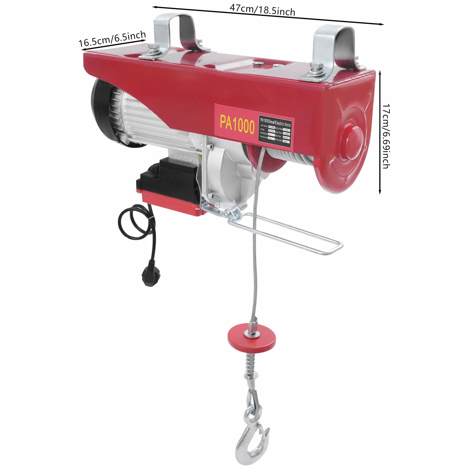 Elektryczna wciągarka linowa, wysokość podnoszenia 1000 kg, 12 m, 1800 W, elektryczny wciągarka z bezprzewodowym pilotem zdalnego sterowania – bezpieczne podnoszenie, wciągarka łańcuchowa, wciągarka