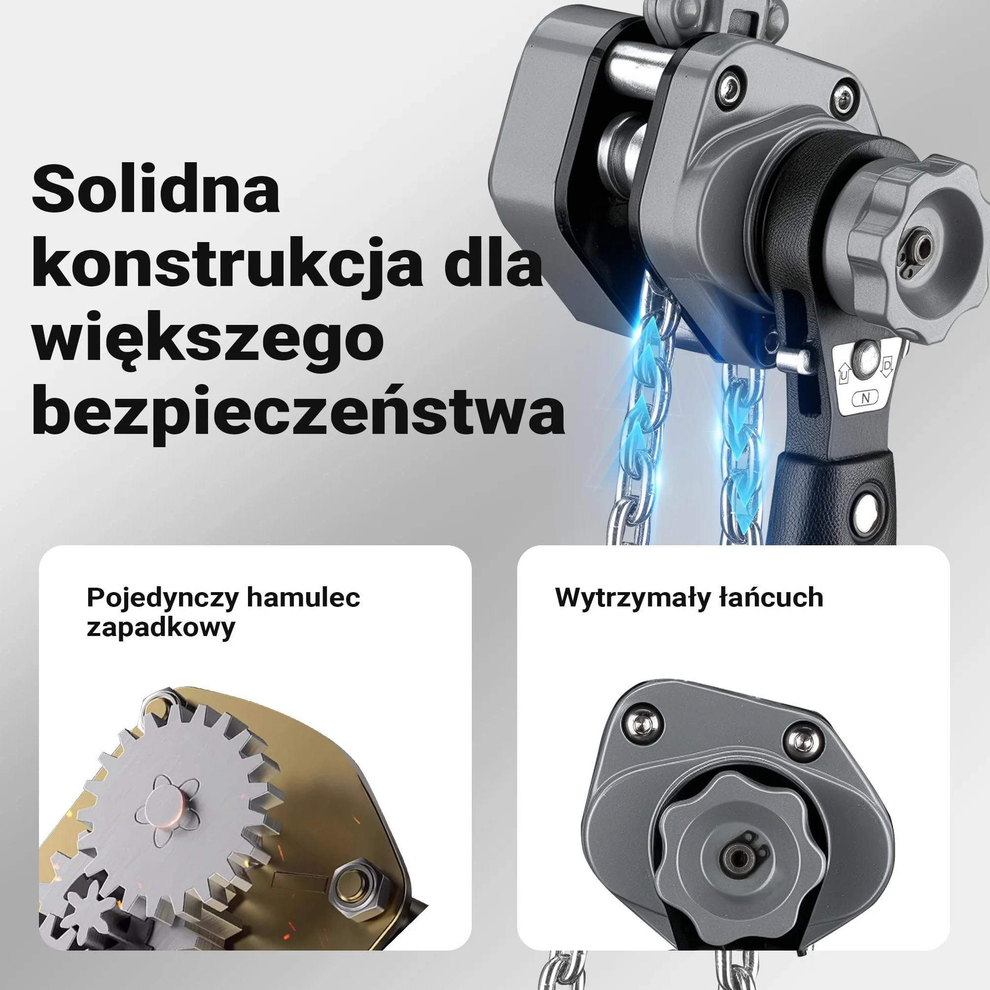 Wiltec Mini wciągnik ręczny dźwigniowy o nośności do 250 kg i wysokości podnoszenia 1,5 m, z obudową aluminiową i łańcuchem G100