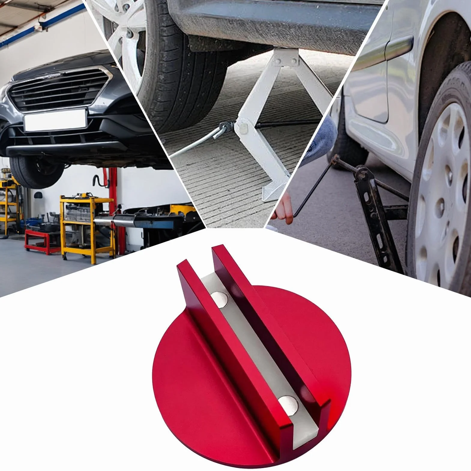 Magnetic Jack Pad, Frame Rail Adapter, Jack Pad Adapter, Slotted Jack Puck, Pinch Weld Frame Rail Adapter, Aluminum Jack Pad, Grooved Jack Pad Adapter, Automotive Jack Adapter