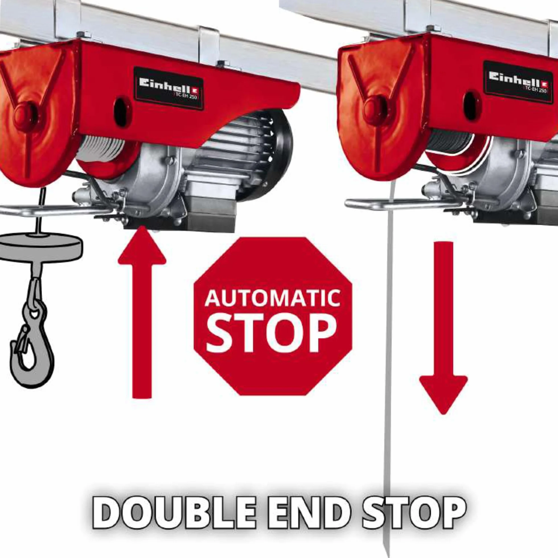 Einhell 2255130 Wciągarka Linowa, Srebrny/Czerwony, 500 W