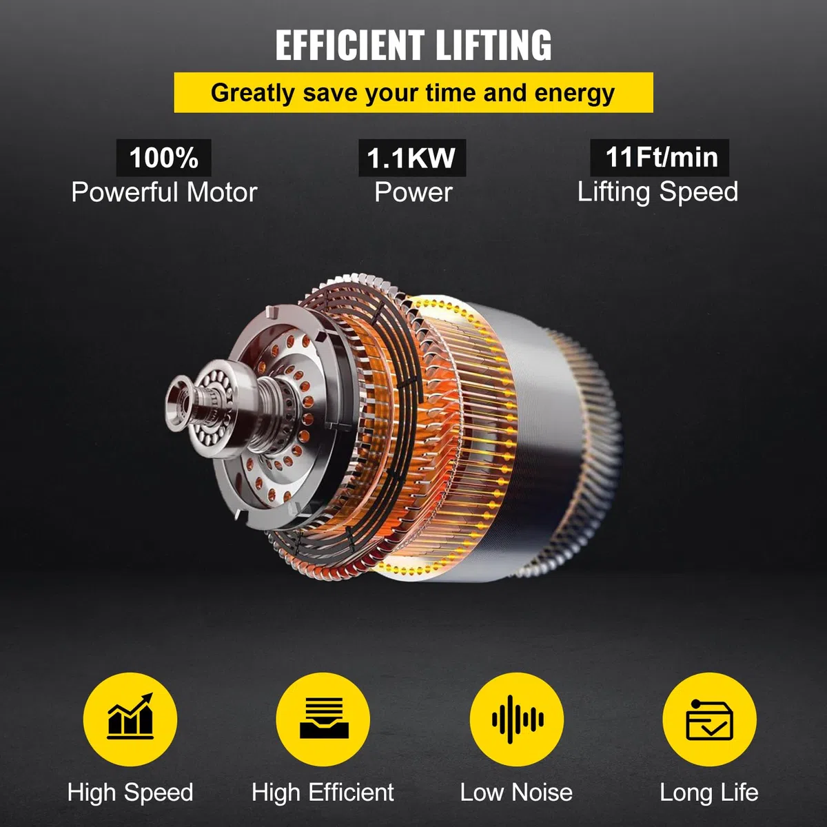 VEVOR Elektryczny wciągarka łańcuchowa, udźwig 1 T, wysokość podnoszenia 4 m, wciągarka linowa, 1-fazowa elektryczna wciągarka z łańcuchem G80, pilot zdalnego sterowania kablem 3,3 m, idealny do