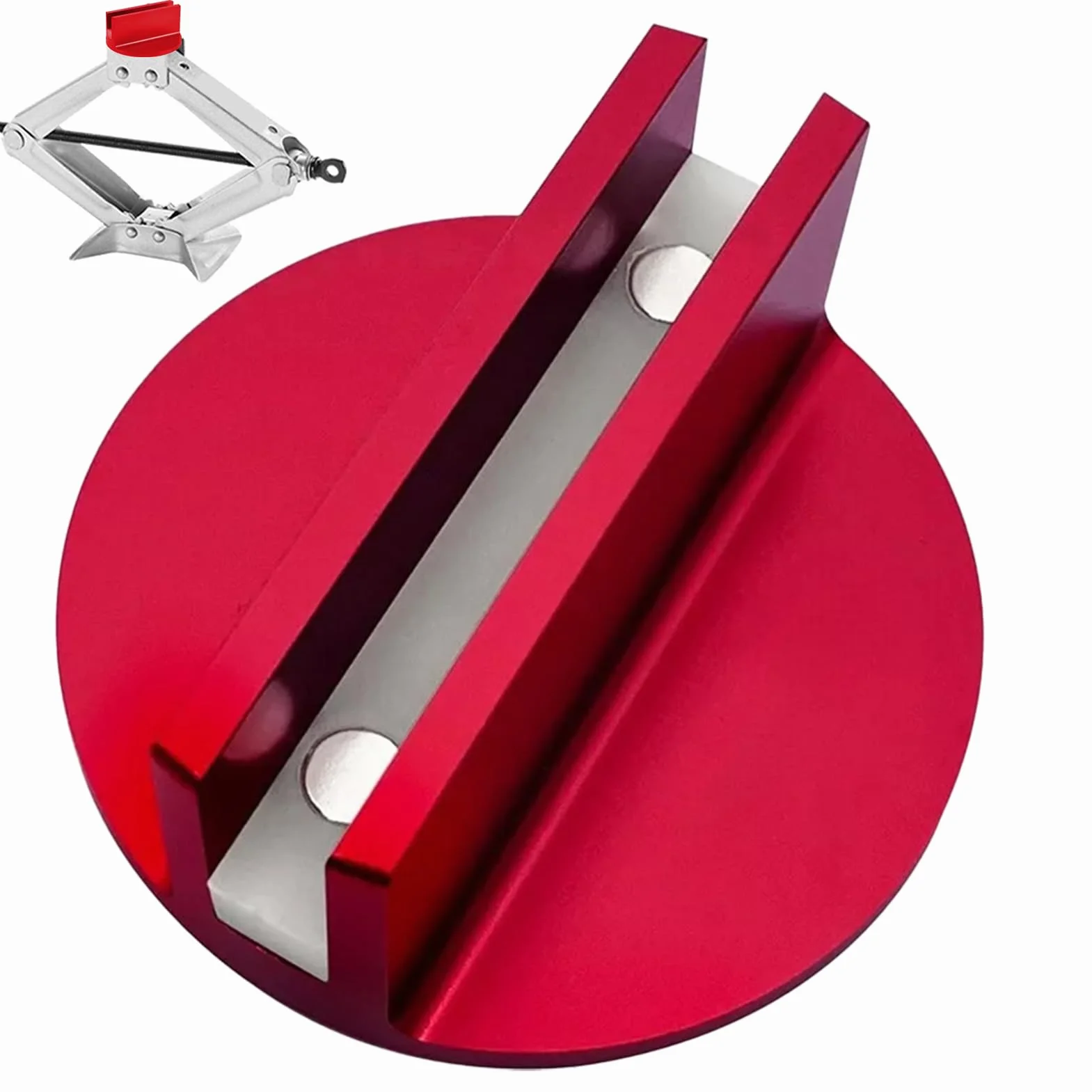 Magnetic Jack Pad, Frame Rail Adapter, Jack Pad Adapter, Slotted Jack Puck, Pinch Weld Frame Rail Adapter, Aluminum Jack Pad, Grooved Jack Pad Adapter, Automotive Jack Adapter