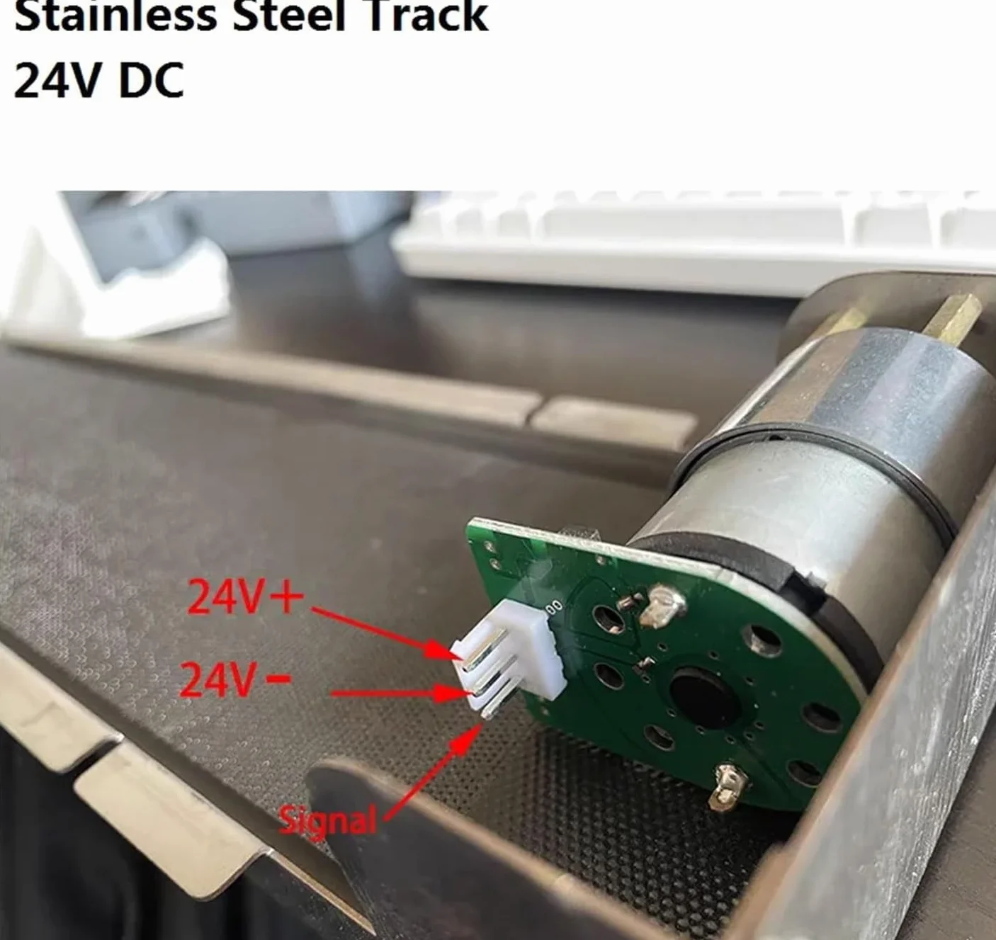 Mini elektryczny biurkowy przenośnik taśmowy, maszyna przenośnika taśmowego 24V DC, 460mm x 85mm ze stali nierdzewnej tor przenośnika automatu sprzedającego Cargo Lanec, obciążenie 3,5-5kg.